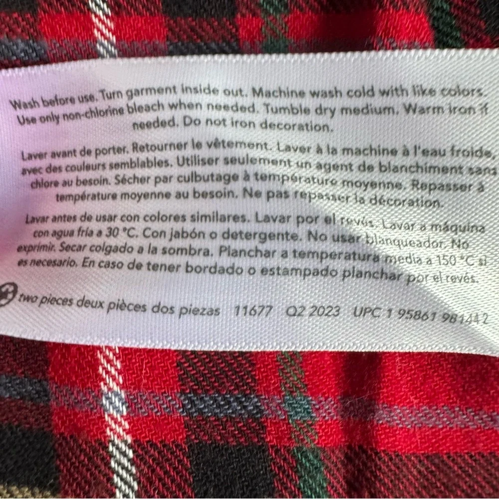 Carter's Red Tartan Plaid Girl’s Blouse with Smocked Yoke & Gold Bow Size 18 mos